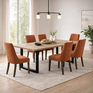 Juego de Comedor Moderno con 6 Sillas Tapizadas, Mesa de Madera, Diseño de Respaldo Sólido para Muebles de Hogar - Product Image 1