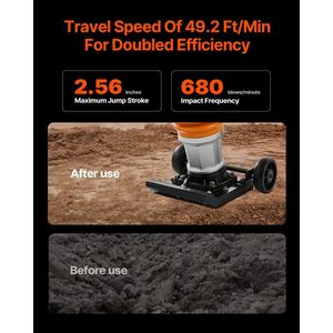 Compattatore a impulsi Jumping Jack da 6,5 HP, 196 cc, alimentato a carburante, con forza d'impatto di 3600 libbre e profondità massima di compattazione di 26 pollici - Product Image 3