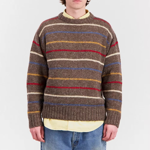 Pull en laine acrylique rayé pour homme, manches longues, tricot épais, vêtements d'automne 2027 - Product Image 1