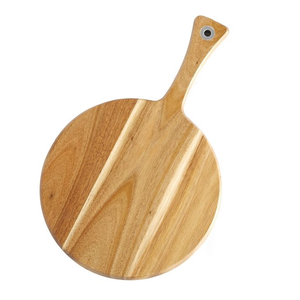 Planche à découper ronde en bois rustique artisanale avec plateau circulaire et poignée à boucle en corde - Product Image 3