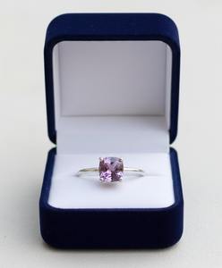 Bague tendance faite à la main en argent sterling 925, cadeau chrétien, avec améthyste naturelle pierre de naissance, sertissage minimaliste à griffes, bague de troisième main - Product Image 6