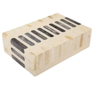 Boîte à bijoux rectangulaire artisanale en os avec couvercle à charnière, boîte de rangement naturelle pour souvenirs, emballage décoratif écologique - Product Image 6