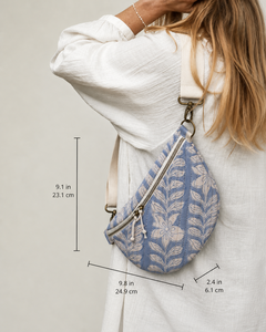 Sacs banane en coton écologiques imprimés au bloc pour femmes, sacs bandoulière personnalisés pour usage quotidien, randonnée, jogging, avec fermeture éclair durable - Product Image 2