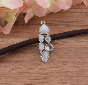 Colgante Vintage con Bisel de Piedras Preciosas Arcoíris, Plata de Ley 925 Chapada en Platino, Collar Multicolor, Estilo Antiguo - Product Image 4