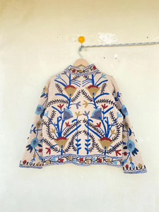 Veste kimono en velours de coton 100% faite à la main |   Hiver Automne Respirant Écologique Anti-Plis Matelassé Col Rond Bohème Avant - Product Image 3