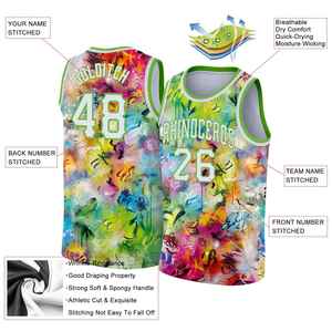 Camiseta de Baloncesto Sublimada Personalizada con Nombre del Equipo, Número, Impresión a Todo Color, Diseño Graffiti, Camiseta sin Mangas para Hombre Adulto, Ropa Deportiva - Product Image 4