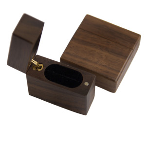 Luxury Round Wooden Ring Box Engagement Wedding Jewelry Storage Case Custom Logo Walnut Wood <b>Earring</b> Display Organizer <b>Holder</b> - Product Image 4