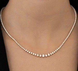 Collier tennis en diamant de laboratoire taille ronde, pureté VVS1, or blanc 10K, bijoux pour occasions spéciales, cadeau d'anniversaire pour femme, cadeau pour épouse - Product Image 4