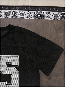 Camiseta de Fútbol de Malla Negra para Hombre, Número 95, Cuello Redondo, Manga Corta, Transpirable, Ropa de Fútbol Americano, Corte Regular - Product Image 4