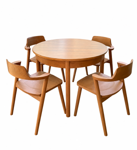Juego de Mesa de Comedor Nórdico de Madera de Teca Sólida, Diseño Moderno Minimalista para Comedor y Cafetería - Product Image 1