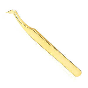 Pince à épiler pour extensions de cils SHAHZIK INTERNATIONAL, acier inoxydable, haute qualité, couleur or, pointe brillante, 90 degrés, volume des cils - Product Image 5