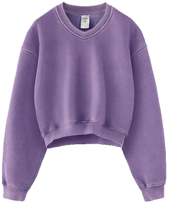 Sweat-shirt court pour filles, col rond, manches courtes, en molleton doux, coupe régulière, effet délavé, imperméable, vente en gros OEM ODM - Product Image 3