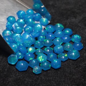 Opale Paraïba naturelle traitée fumée, pierre précieuse en vrac, cabochon taille hexagonale, multicolore, pour bijoux HASNAIN GEMS - Product Image 3