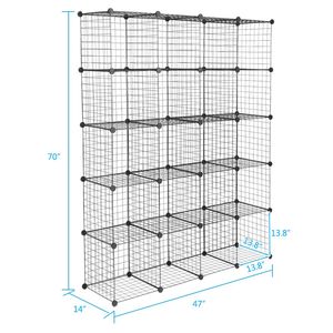 Unità di Stoccaggio Modulare a 20 Cubi, Scaffali in Metallo Multifunzionali Tipo Origami, Organizzatore con Contenitori a Griglia Metallica - Product Image 2