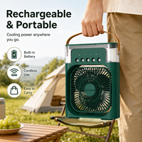 Refroidisseur d'air portable avec grand réservoir d'eau de 600 ml, 5 buses de pulvérisation, alimentation USB, faible bruit, 3 vitesses, pour la maison, la voiture et l'extérieur