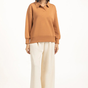 Pull en molleton de coton tricoté pour femme, couleur unie, col à capuche, décontracté, pour l'hiver, anti-plis, imprimé dessin animé - Product Image 1