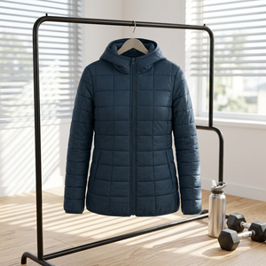 Veste matelassée à capuche pour femme, manteau épais à fermeture éclair, chaud pour l'hiver, manches longues, couleur unie - Product Image 4