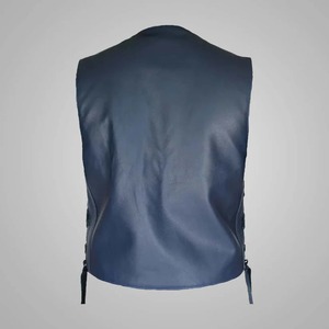Men <b>Navy</b> Blue Genuine Leather Cruiser Vest Classic Modern Style <b>Waistcoat</b> <b>Navy</b> Blue Leather Cruiser Vest - Classic Style, Modern - Product Image 3