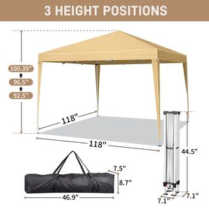 Tenda Pop-up Pieghevole Impermeabile Pratica Color Kaki 3x3m con Due Porte e Due Finestre - Product Image 2