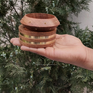 Brazaletes de Madera Tallada Vintage, Hechos a Mano, Étnicos, Joyería de Moda para Mujer - Product Image 1
