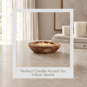 Portavelas de madera de teca hecho a mano con chimenea de vidrio - Venta al por mayor desde India - Product Image 4
