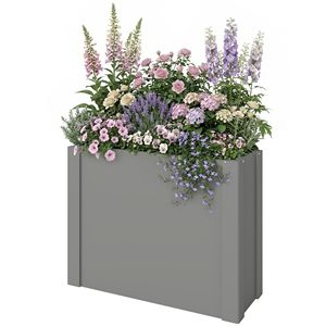 Fioriera Rialzata Grigia 2.6 x 1 x 2 piedi in Acciaio Zincato per Esterni con Guanti per Giardinaggio Fiori Verdure Erbe - Product Image 1