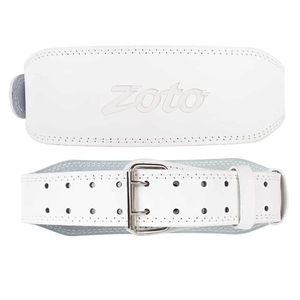 Ceinture de musculation en cuir blanc avec coussinet lombaire OEM, ceinture de levage de poids à double boucle, fabricant en gros - Product Image 1