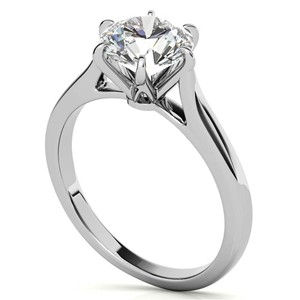 Bague solitaire classique à six griffes en moissanite ronde taille brillant 1,3 carat en or blanc massif 10K, bague de fiançailles personnalisée pour elle - Product Image 5