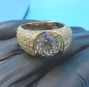 Moissanite 2CT Round Diamond <b>Solitaire</b> <b>Ring</b> For Men's original 925 Sterling <b>Silver</b> Fine Wedding Party Jewelry Gift For Friends - Product Image 1