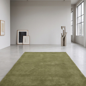 Tapis en laine vert olive uni, tufté à la main, antidérapant, tapis texturé doux pour salon, chambre à coucher, décoration moderne de la maison - Product Image 1