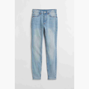 Pantalones Vaqueros Azules Personalizados al por Mayor, Pantalones Casuales Rectos de Mezclilla Ecológica 100% Algodón, Cintura Alta, para Mujer, con Servicio OEM - Product Image 1