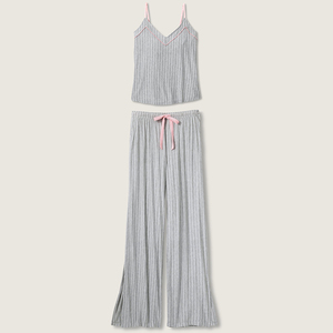 Conjunto de Pijama Térmico de Algodón Tejido para Mujer, Mangas Cortas, Pantalones Cortos, Cintura Elástica, Ropa de Dormir Informal para Verano - Product Image 3