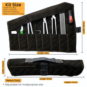 Kit de herramientas para herrador 7 en 1, púa de pezuña de agarre suave, cuchillo para pezuña, clavos de extractor de 13 ", escofina para herrador de cubierta de 13" con bolsa de transporte de gamuza - Product Image 5