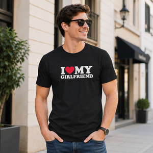 T-shirt personnalisé pour homme « I Love My Girlfriend », 100 % coton, manches courtes, coupe classique, col rond, décontracté, écologique, respirant, style urbain - Product Image 5