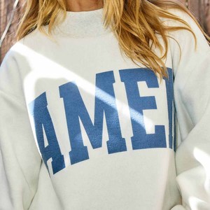 AMEN Custom Winter High Quality Blank Stitch Plain Polyester/Cotton French Terry Varsity Oversized Women Reversible <b>Mock</b> <b>Neck</b> - Product Image 3