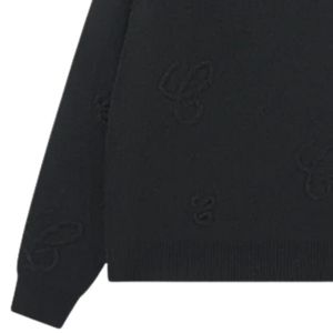 Script Applique Knitted <b>Jumper</b> Black Embroidered Sweater Casual Crewneck Premium Cotton Comfortable Winter Wear <b>Men</b>’s Fashion - Product Image 3
