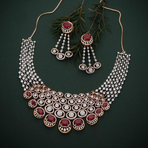 Conjunto de Gargantilla de Oro Amarillo con Diamantes Cultivados en Laboratorio para Boda, con Pendientes Largos, Colgantes y Dijes de Diamantes Pesados Certificados por IGI - Product Image 6