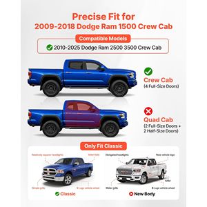 Pedane Laterali Compatibili da 6 Pollici per Dodge Ram 1500 Crew Cab 2009-2018 e Dodge Ram 2500/3500 Crew 2010-2025 - Product Image 2