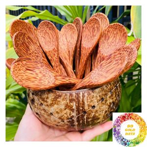Cuillère en bois de coco naturel, faite à la main, ustensile de cuisine durable pour la décoration rustique de la maison, la salle à manger et les collections de cadeaux écologiques - Product Image 4