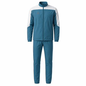 <b>Men's</b> Blue Tracksuit Set Full Sleeve Zipper Jacket Pants Color Blocking Sporty Regular Fit Autumn Wear Breathable Tracksuits <b>Men</b> - Product Image 1