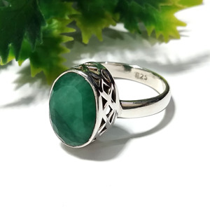 Natural Emerald Gemstone <b>Ring</b> 925 Sterling <b>Silver</b> Pear Shape Bezel Setting Third Party Certified Handmade <b>Adjustable</b> Engagement - Product Image 2