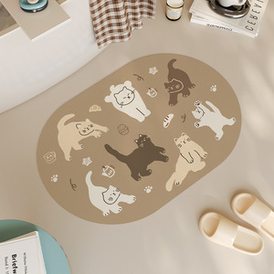 Alfombra de Baño con Estampado de Gato en Forma de Nube, Base de Goma Antideslizante, Diseño Moderno para Baño - Product Image 6