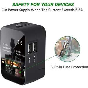 Adaptateur de voyage universel, prise secteur universelle avec ports USB, protection contre les surtensions pour une utilisation mondiale - Product Image 4