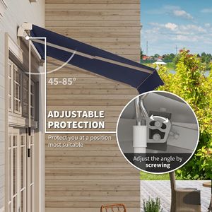 Tenda Parasole Manuale 8FT X 10FT con Manovella, Protezione UV, per Patio, Terrazza e Giardino, Facile da Aprire - Blu - Product Image 4
