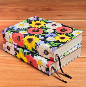 Diario hecho a mano de cuero suave con diseño de amapolas y girasoles, cuaderno – Regalo para escritores - Product Image 1