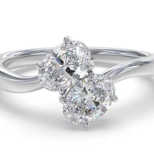 Sleek Oval Cut Toi Et Moi <b>Two</b> <b>Stone</b> <b>Ring</b> 0.80 Ct Lab Grown Diamond In Platinum Wedding Engagement Party Wear - Product Image 1