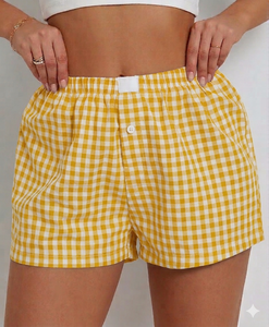 Shorts de bain pour femmes, rouge et blanc, taille haute, fermeture élastique, coupe sportive, séchage rapide, respirant, tissu Oxford en coton - Product Image 3