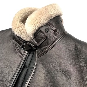 Premium <b>Men's</b> Leather <b>Shearling</b> <b>Jacket</b> Genuine Sheepskin Fur Winter Aviator Coat Warm Biker Outerwear Elegant Classic Fit - Product Image 6