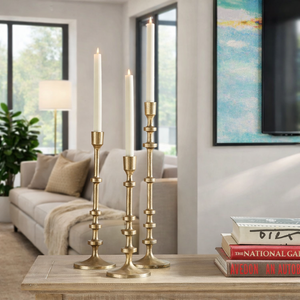 Juego de Portavelas de Aluminio Fundido, Portavelas Cónicos de Aluminio Fundido Dorado Moderno de Primera Calidad, Ideales para Decoración Moderna - Product Image 3