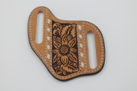 Étui à couteau en cuir de vachette floral fait main avec boucle en cuivre pour camping en plein air, accessoires personnalisés, longueur 5, fabriqué sur mesure